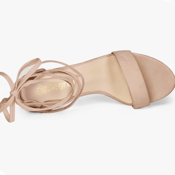 Allegra K Tie Up Strappy Heels Chunky Heel Nude Heels Size 8 Single Fron… - Picture 6 of 7